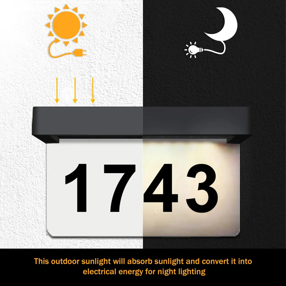 1세트 태양광 도어플레이트 라이트 밝은 LED 야외 벽등 에코 넘버스 조명 야간 가시성 향상