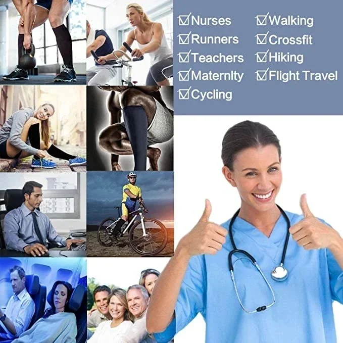 1/2 Pary Skarpet Kompresyjnych Skarpety na Żylaki Skarpety Piłkarskie Długie Skarpety Sportowe Wygodne Skarpety do Aktywności na Świeżym Powietrzu Skarpety Pielęgniarskie Skarpety do Jogi Skarpety Męskie Damskie YS1007