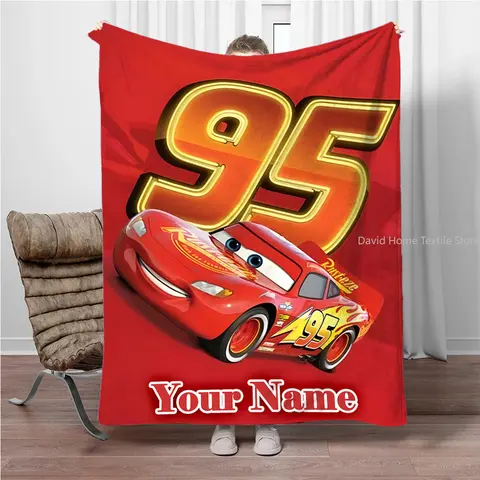 Custom Your Name Personalized Blanket Cars Lightning Mcqueen Print Adult Children Warm Blankets Suitable Home Sofa Travel Car