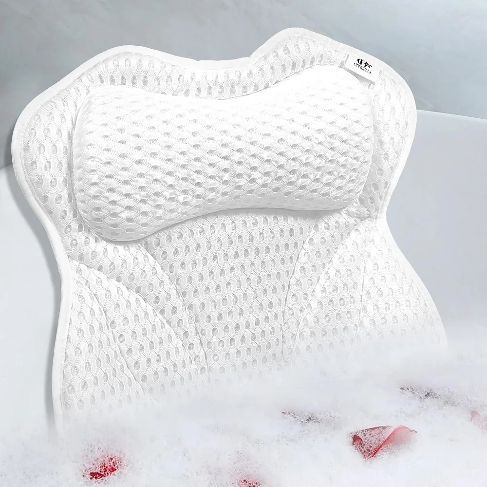 Practical Slip Bath Pillow with Suction Cups Tub Neck Back Support Headrest Pillows Thickened Home Cushion Accersory
