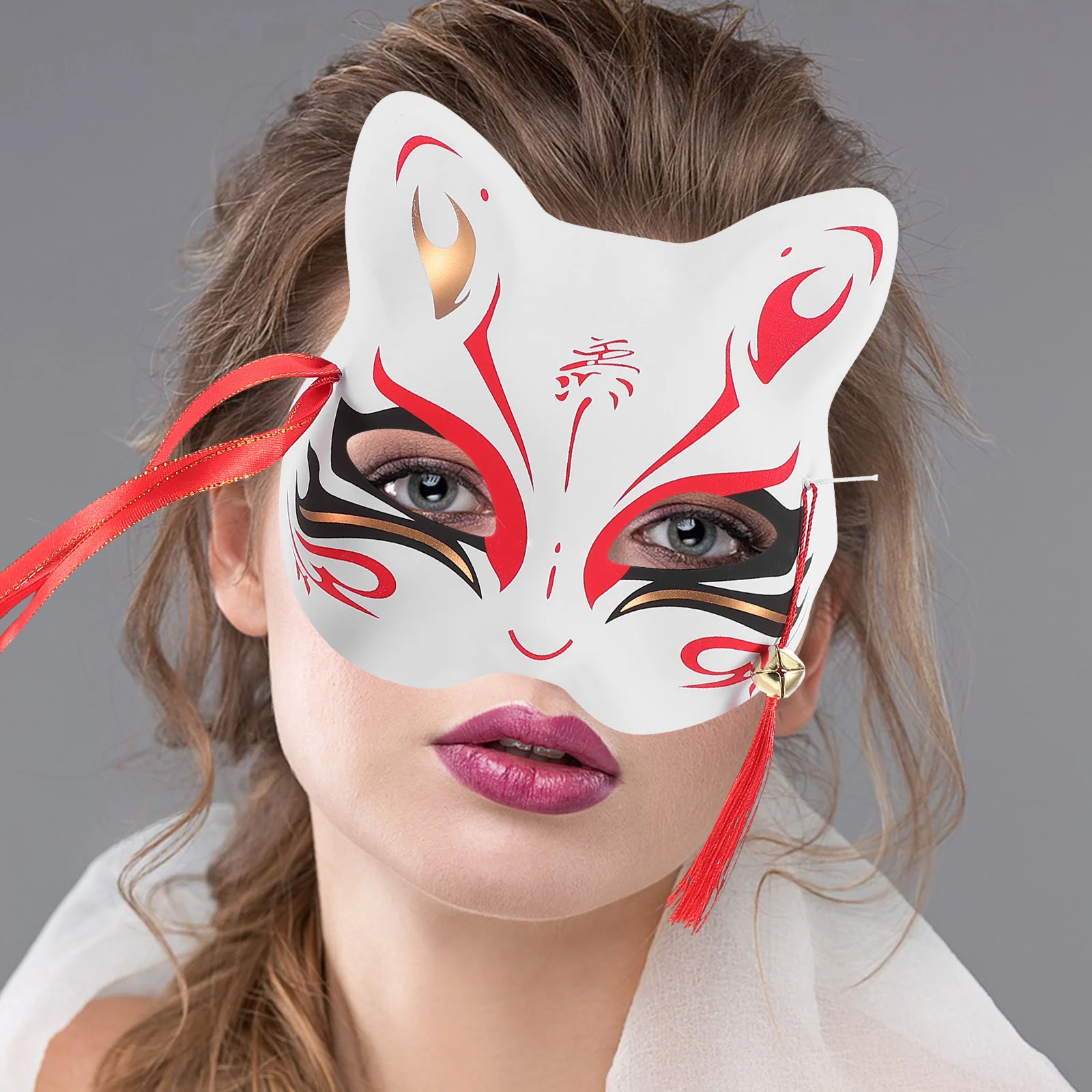

Mystical Fox Half Japanese Style Animal Costume Masquerade Ball Cosplay Halloween Decoration Plastic Crafted Comfortable Wear
