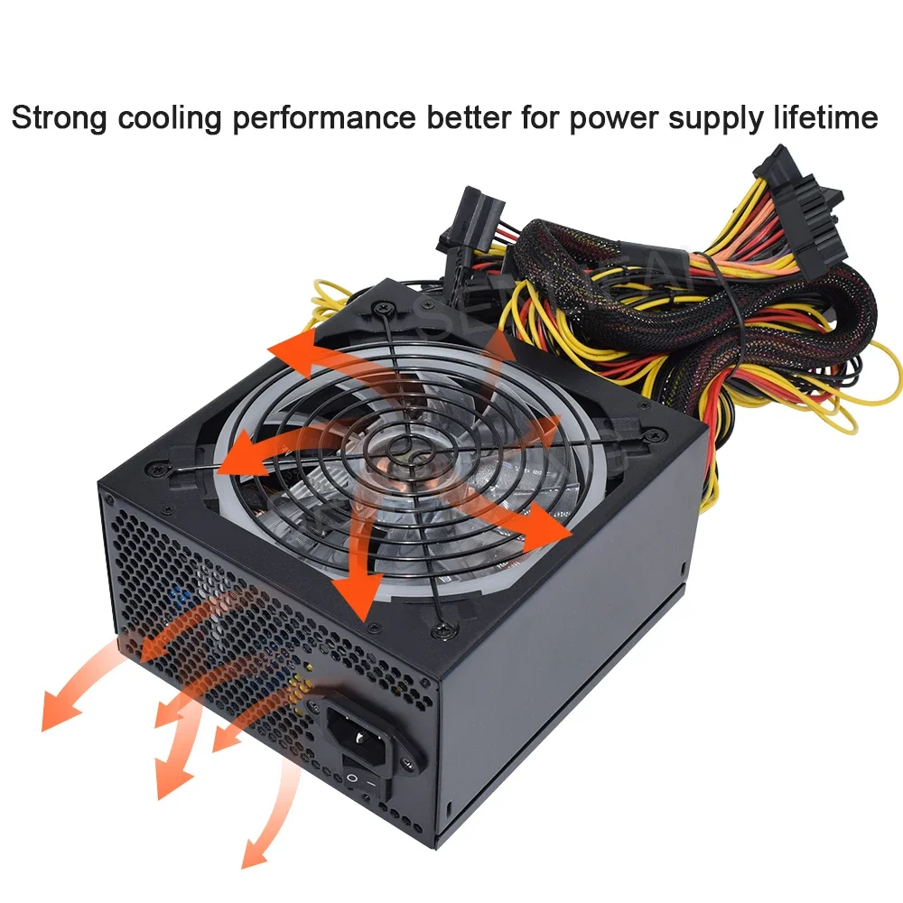 Imagem -03 - Colorido Psu Atx Ouro Mineração Fonte de Alimentação Sata Ide para Btc Etc Rvn Rig Ethereum Computador Máquina Suporte Gpu Cartões 2000w