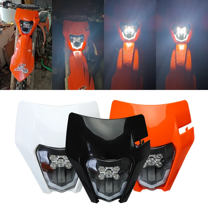 2024 Motocross Headlight For KTM Motorcycle Headlamp Pit Bike Enduro Led EXC XC SX SXF EXCF XCW 125 200 300 400