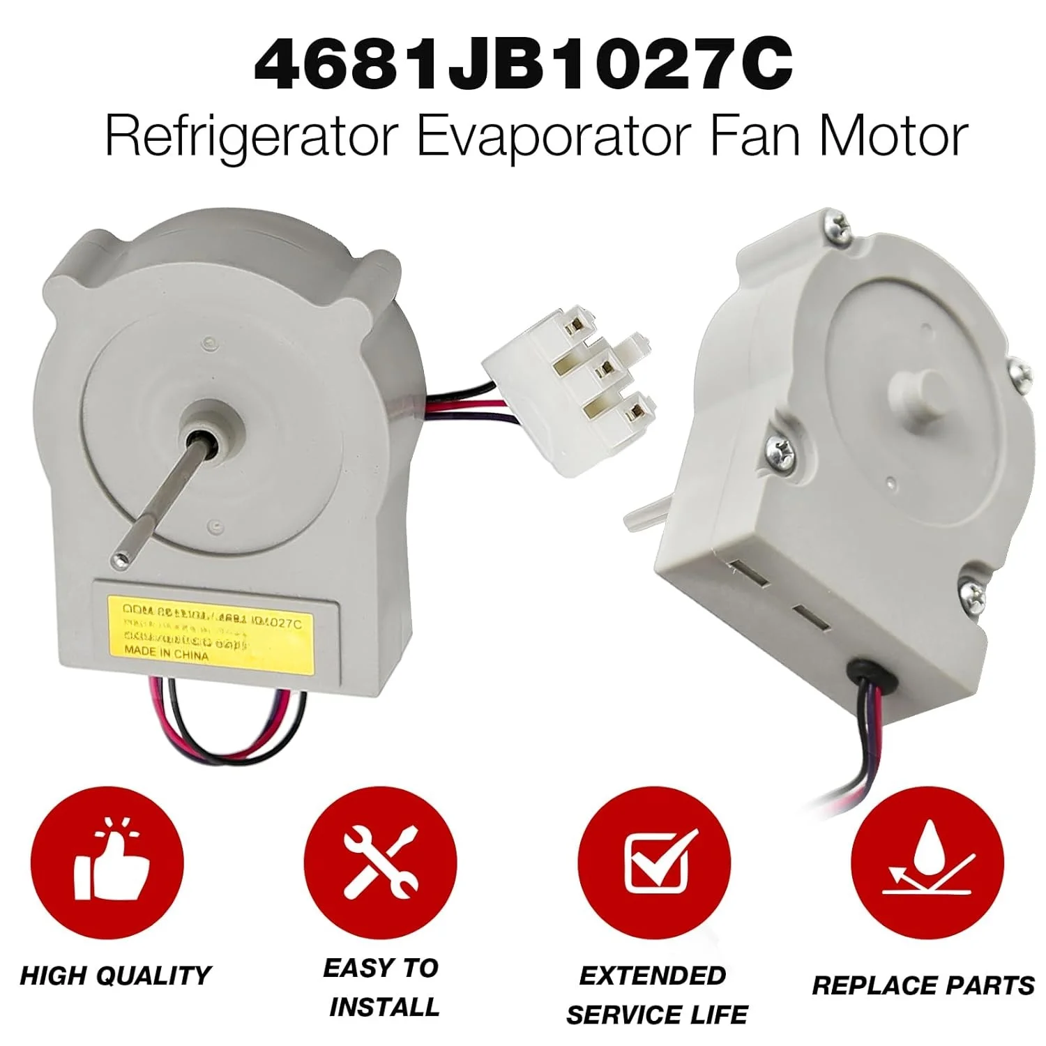 4681JB1027C Refrigerator Evaporator Fan Motor Replacement Compatible with L G Ken-more Replaces 4681JB1027V 4681JK1004E PS352332