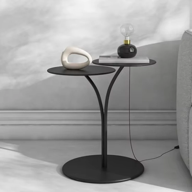 

Nordic Black Metal Side Table Round Iron End Table for Living Room Creative Corner Desk Versatile Small Coffee Tables