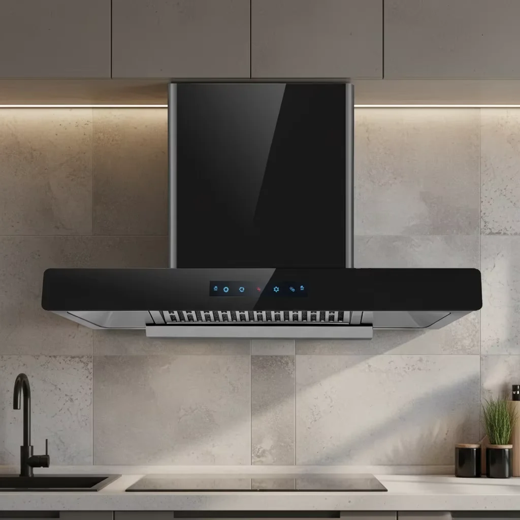 

Новая современная ультратонкая кухонная вытяжка с автоматической очисткой и LED-дисплеем