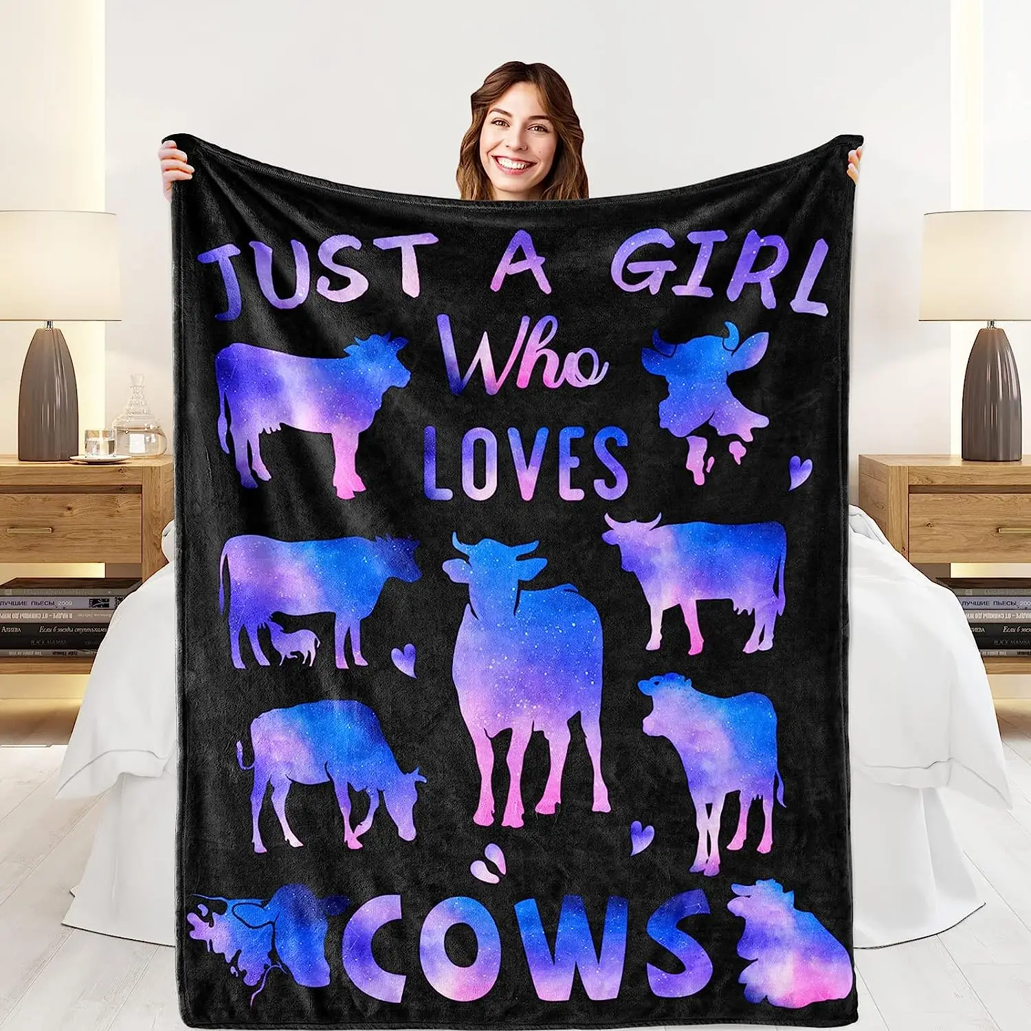 

Cows Gifts for Cows Lover Cow Print Blanket Birthday Gift for Best Friend Sister, Cow Accessories, Animal Lovers Cozy