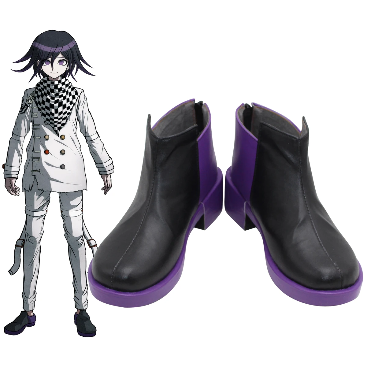 

Danganronpa V3: Killing Harmony Kokichi Oma Cosplay Shoes Black Purple Ankle Boots X002
