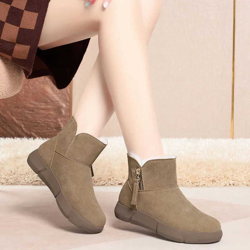

DIMANYU Women's Snow Boots Non-slip 2025 New Natural Wool Female Ankle Boots Genuine Leather Large Size Winter Boots Women's