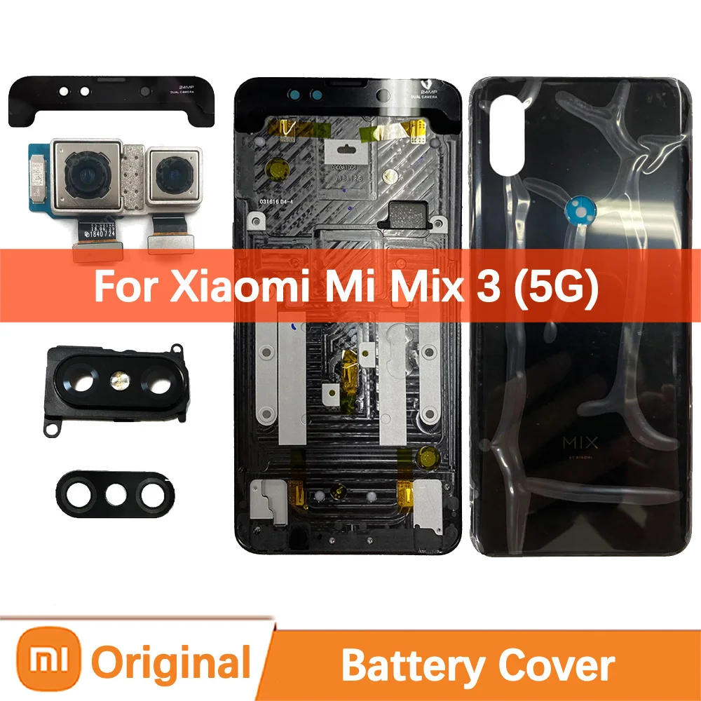 Original Rear Battery Cover For Xiaomi Mix 3 Back Door Housaing Phone Parts Shell Replacement M1810E5 Front Lens Frame Camera