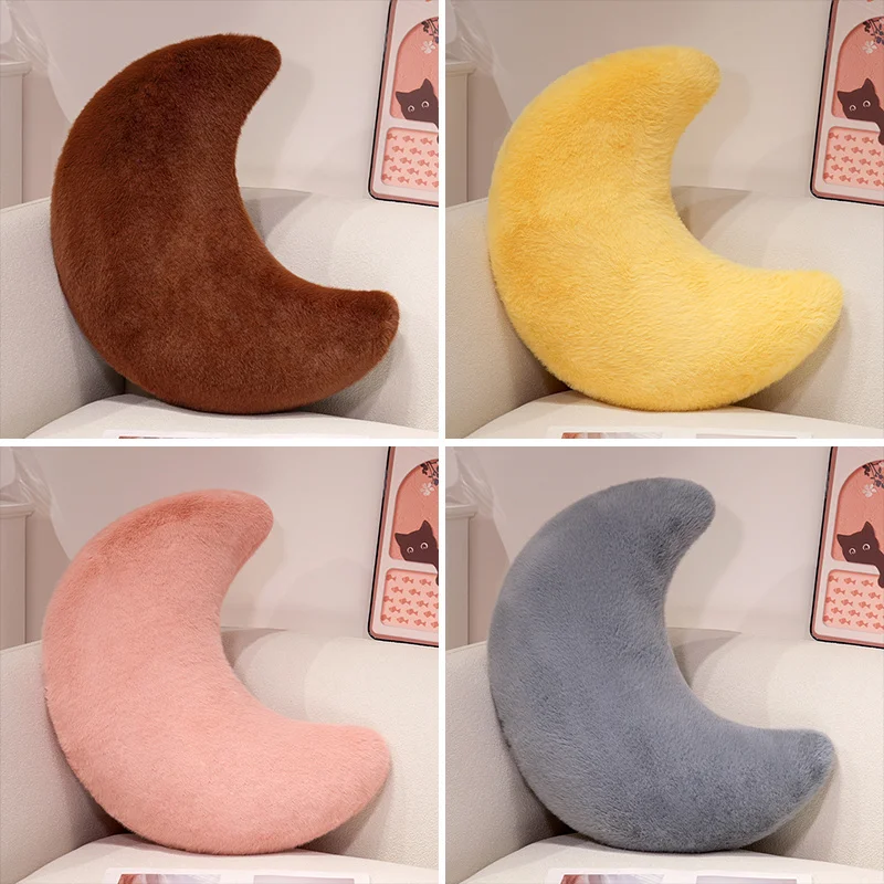 

Mink Fur Moon Plush Pillow Sleeping Companion Plushie Soft Cute Face Seat Cushion Back Support Home Decoration Gift