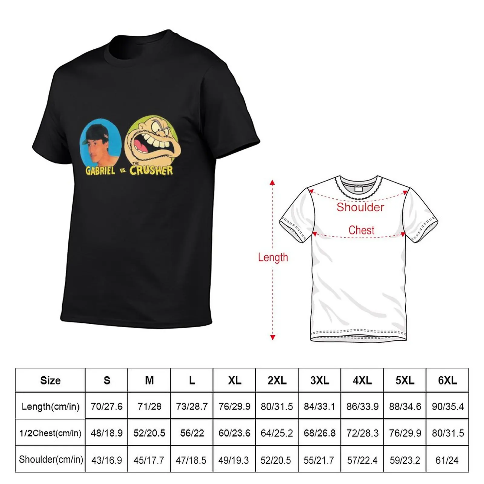 New Gabriel vs The crusher, 101 skateboard t shirt design. T-Shirt korean fashion Short sleeve oversized t shirts for men