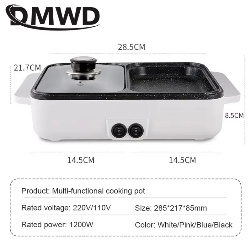 DMWD Multicooker elettrico 4 marce 5L macchina da cucina pentola calda cottura a vapore Mini padella padella antiaderente colazione Maker