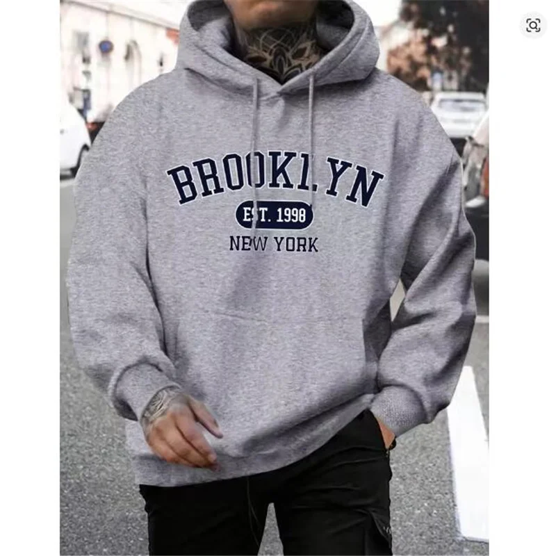 Brooklyn Est 1998 New York Printing Men Hoodies Harajuku Crewneck Hoodie Fashion Oversize Hoody Autumn Comfortable Tracksuit
