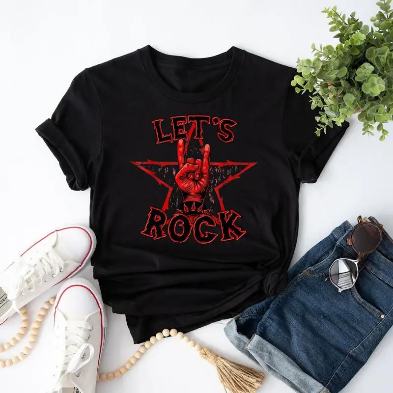 تي شيرت Born To Be Rock Star Hand Horns On Band Lets #1