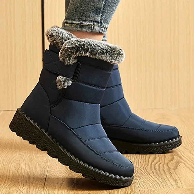 Comemore-Bottes de neige en peluche pour femme, chaussures à plateforme plate, chaussures décontractées pour femme, grande taille, garder au chaud, hiver