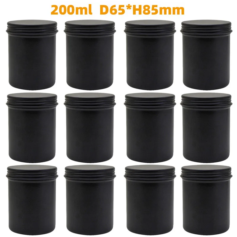 

12Pcs 200ml Tea Cans Black Metal Tin Cans DIY Handmade Aromatherapy Candle Making Storage Jars Small Cosmetic Cream Containers
