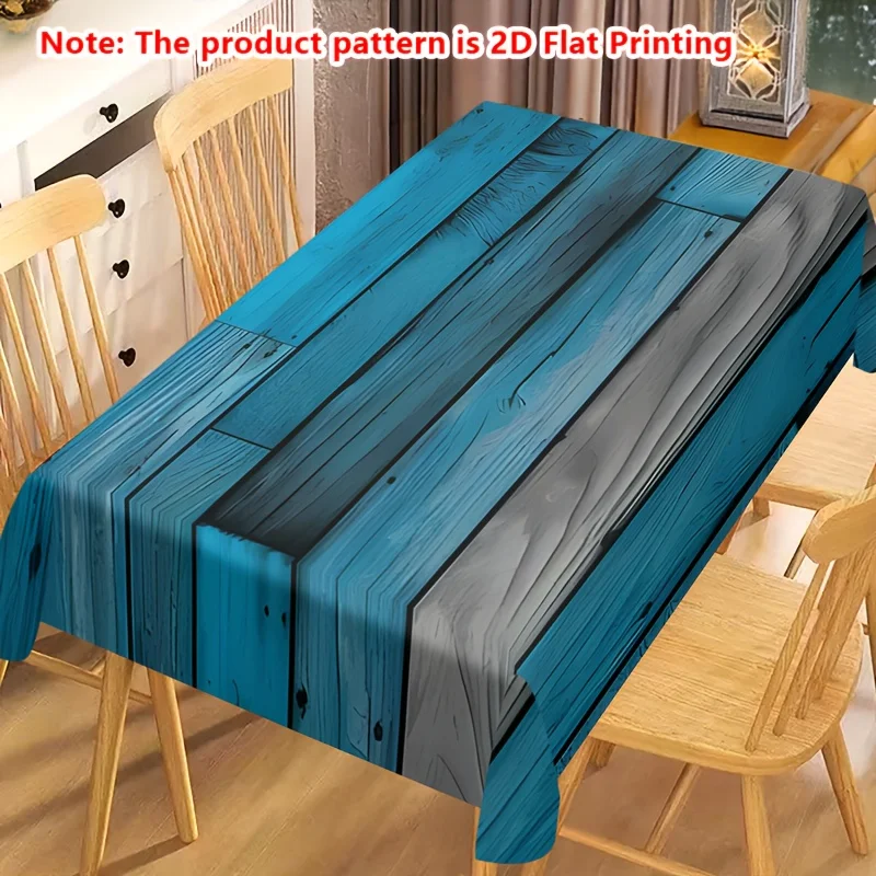 VIKAMA blue wood grain striped tablecloth is easy to maintain for daily dining, kitchen dining table decoration  home decor