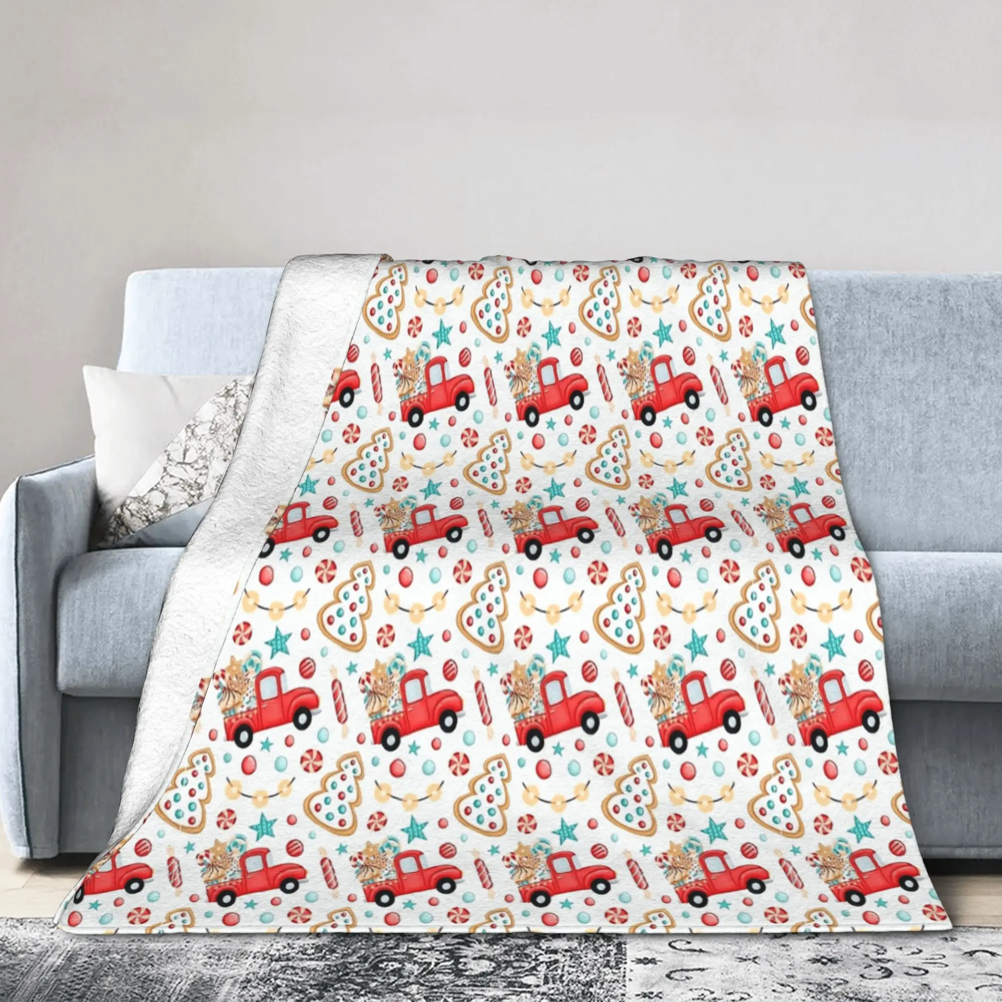 Merry Christmas Red Trucker Blanket Soft Pattern Plush Bedding Throws For Chair Sofa Bed Travel Flannel Bedspread Bed Cover
