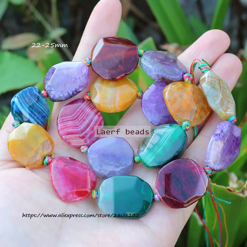Around 20-65mm  Natural Bige Multicolor Agate  beads 15inch  ,For DIY Jewelry Making !