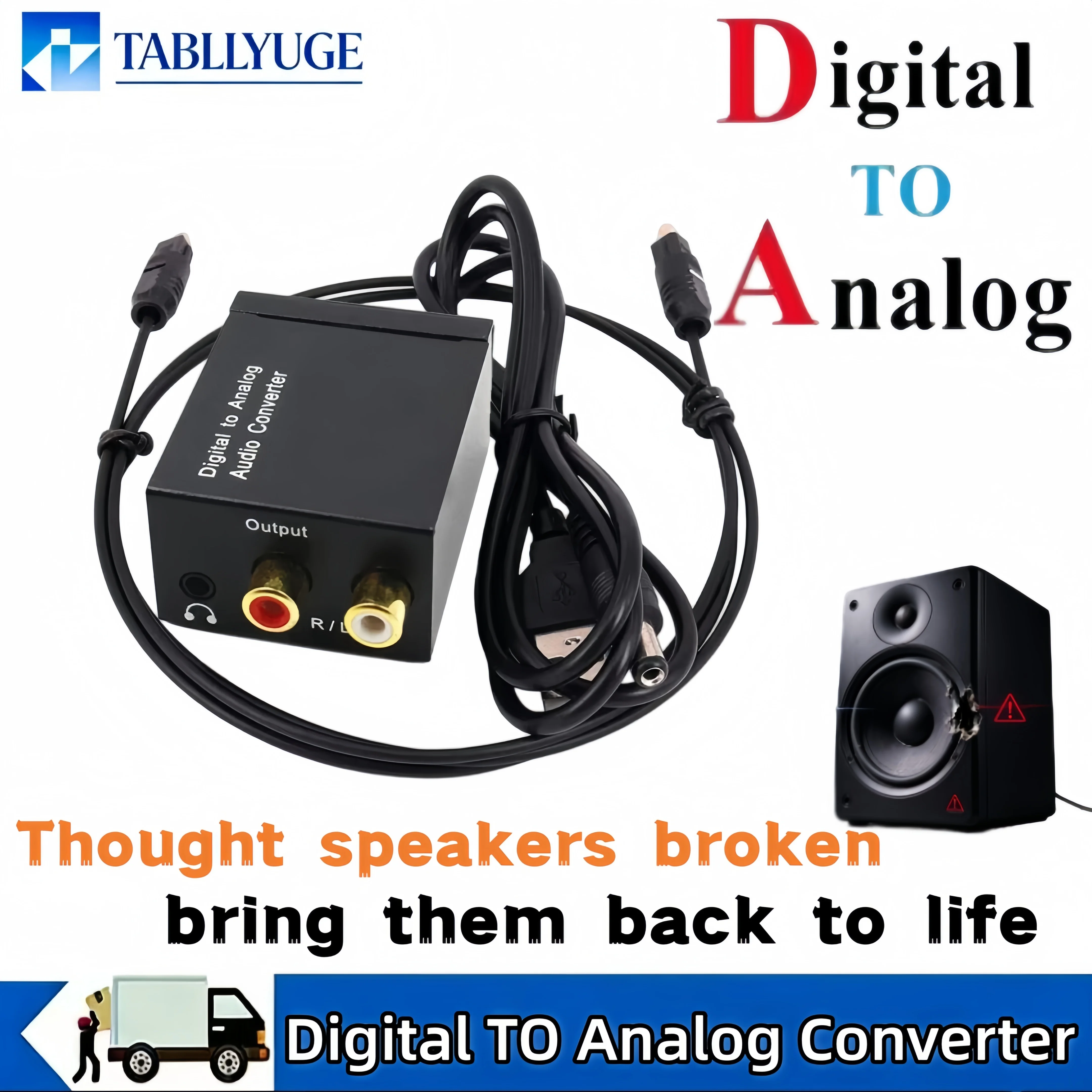 Digital to Analog Audio Converter SPDIF Optical Coaxial Toslink to RCA 3.5mm DAC Adapter Suitable for TV Gaming Consoles Set