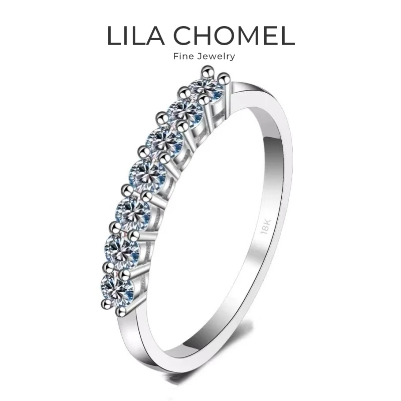 

New Style 18K White Gold One Line Girl Birthday Gift Rings 0.28/0.7CT Moissanite Diamond PT950 Platinum Women Valentine's Day