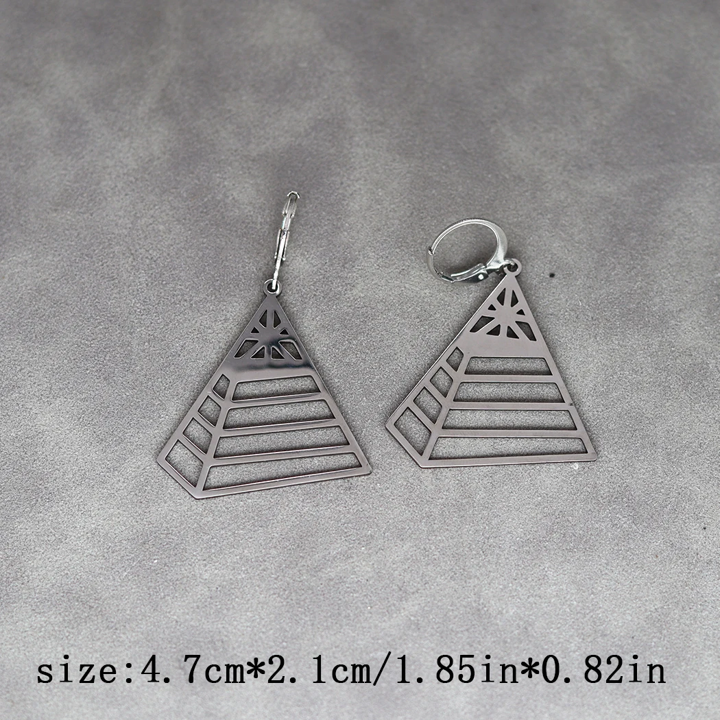 QIMING Egyptian Pyramids Hoop Earrings For Women Stainless Steel Religious Jewelry Triangle Geometric Earring