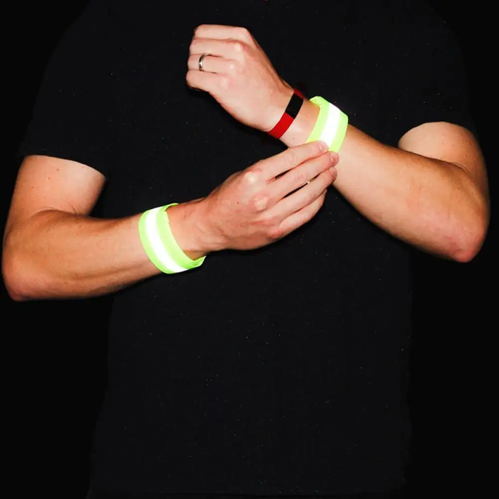 1 زوج العصابات العاكسة شارة مرنة معصمه الكاحل الدراجات في الهواء الطلق الركض ليلة تشغيل الساق عاكس الاطفال الأشرطة Saf X7q1 #6