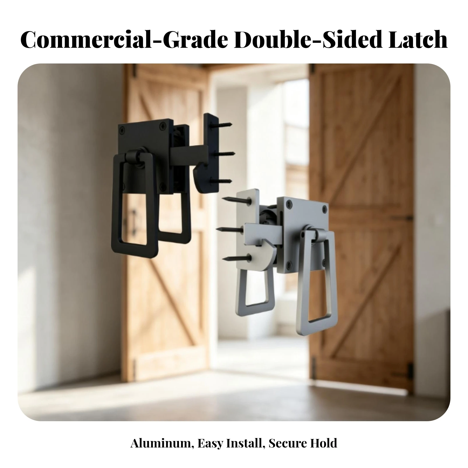 Gate Latch with Lever Handles Heavy-Duty Double-Sided Door Latch Hardware Long-Lasting Slim for Wooden Gates, Fences