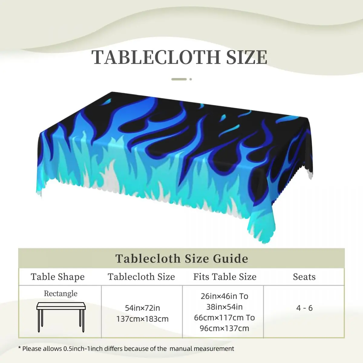 Big Fire Flames Burning Flame Tablecloth Restaurant Kitchen Rectangular Tablecloth Festival Party Tablecloth Dining Table Cover