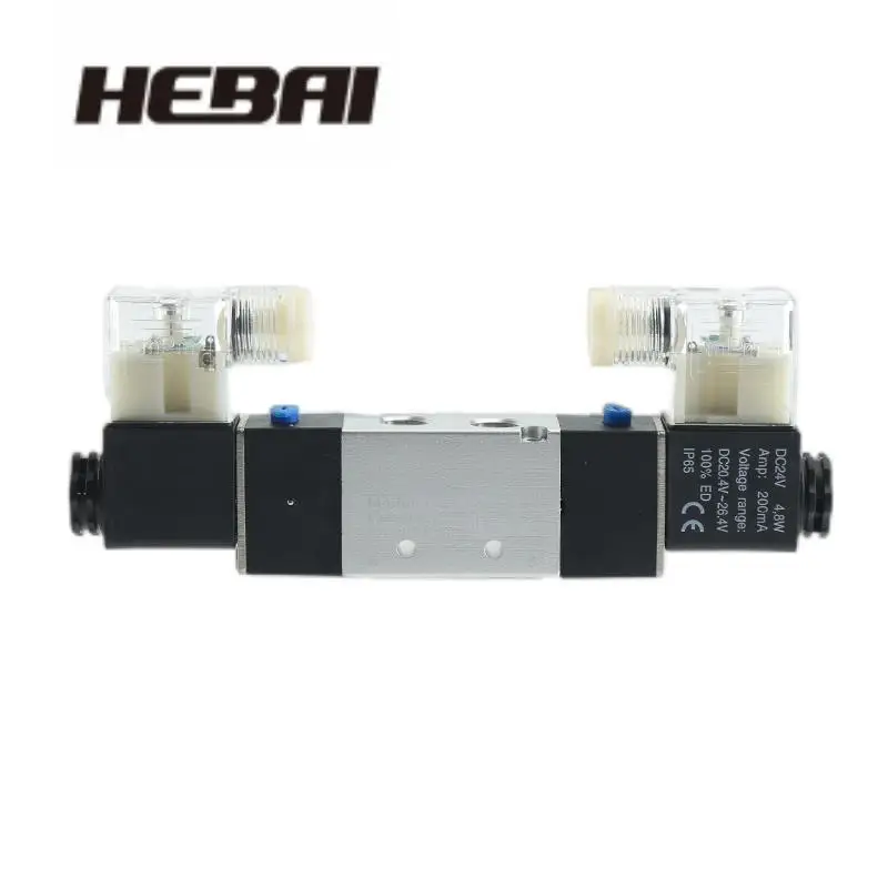 HEBAI Pneumatic solenoid control valve 4v220-08 cylinder reversing valve 2 position 5 port Coil alloy interior DC 12V electric D