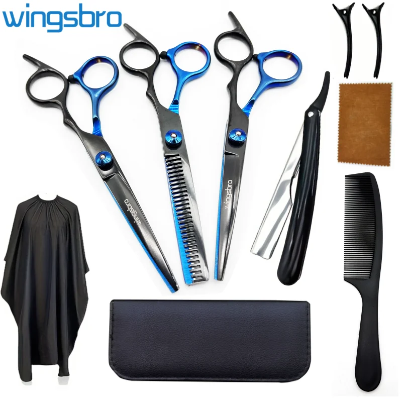 Wingsbro 6.5" 헤어 커팅 가위 세트, 스테인레스 스틸 미용 가위 키트, 이발사 헤어 커팅 도구