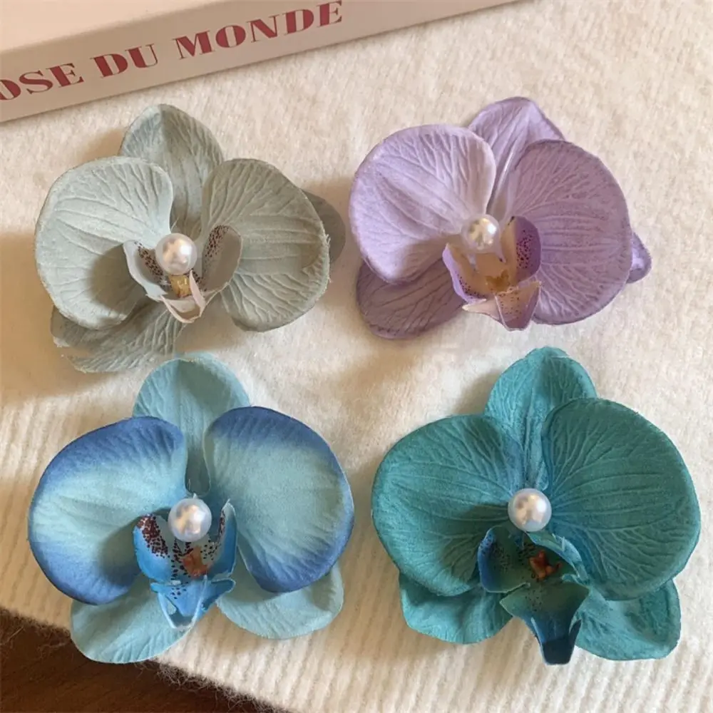 

Pink Orchid Flower Hair Clip Hair Ornament Hair Accessories Orchid Hairpin Headdress Side Barrettes Bohemia Barrettes Daily