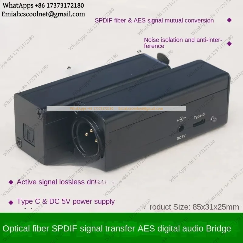 Optical SPDIF to AES XLR Converter Digital Audio Interface Active Monitor
