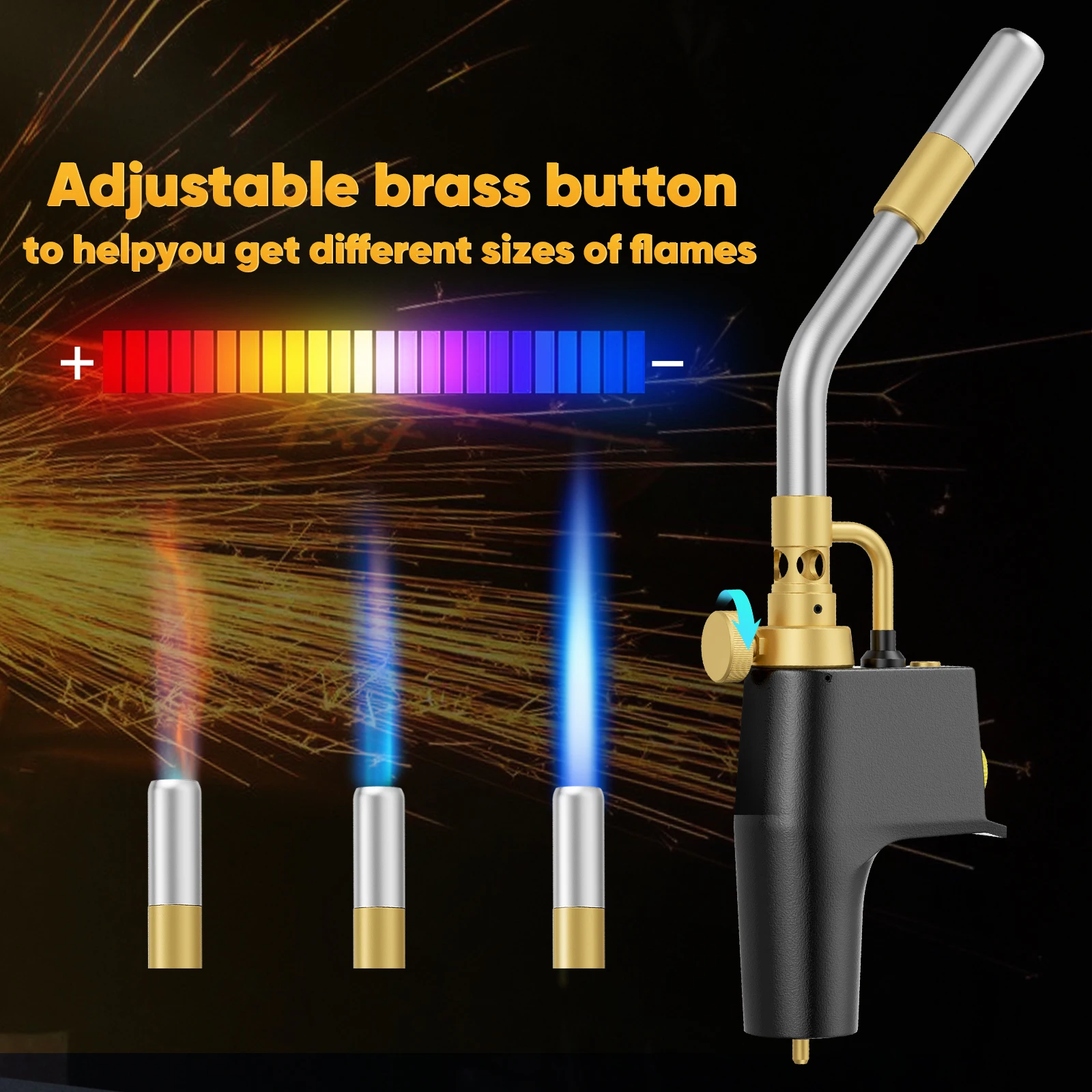 Sondiko Propane Torch Head – High-Intensity Mapp Gas Welding Torch, Trigger Start, Adjustable Flame Up To 3750°F, Plumbing Soldering & BBQ (Gas Cylinders Not Included)