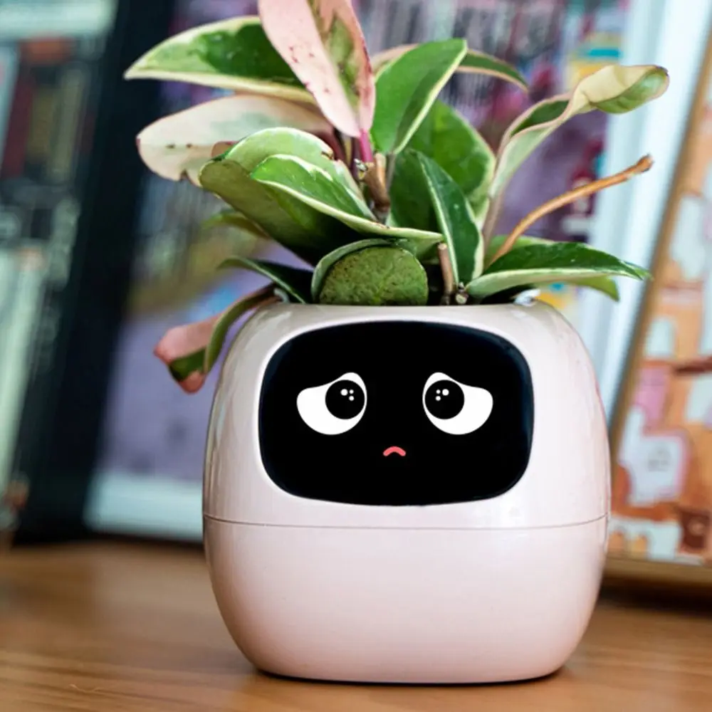 Robot Guidance Smart Plant Pot Rich Expression Automatic Water Absorption Smart Mini Planter Creative Electronic Pet