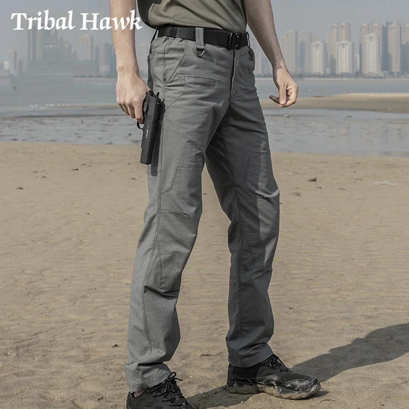 Tactical Pants Men Urban Combat Cotton Cargo Pants Clothes Waterproof Rip-stop Breathable Black Long Trousers