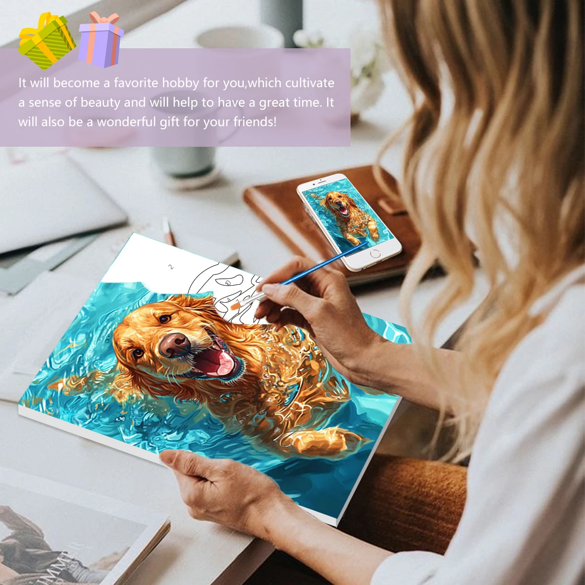 

SDOYUNO Painting Paints By Numbers Easy Draw For Beginner Oil Crafts dog Animals 20x30cm With Frame Drawing On Canvas Home Decor