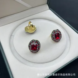 New red crystal personalized color retention live ring Douyin live broadcast hot-selling welfare model niche jewelry factory dir