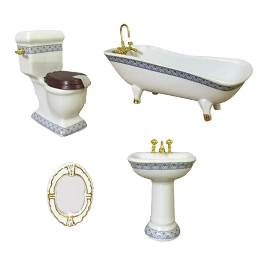 1:12 Scale Dollhouse Miniature Scene Bathroom Set Decoration