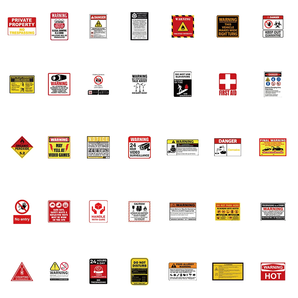 75PCS Warning Ban Sign Stickers For Diary DIY Notebook Luggage Motorcycle Laptop Refrigerator Decals Graffiti Toys