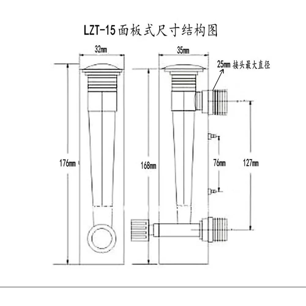 0- 40m3/h 12-720LPM 0.5-24 SCFM LZM-15T Mirco Air Flowmeter Rotameter Adjustbale Valve