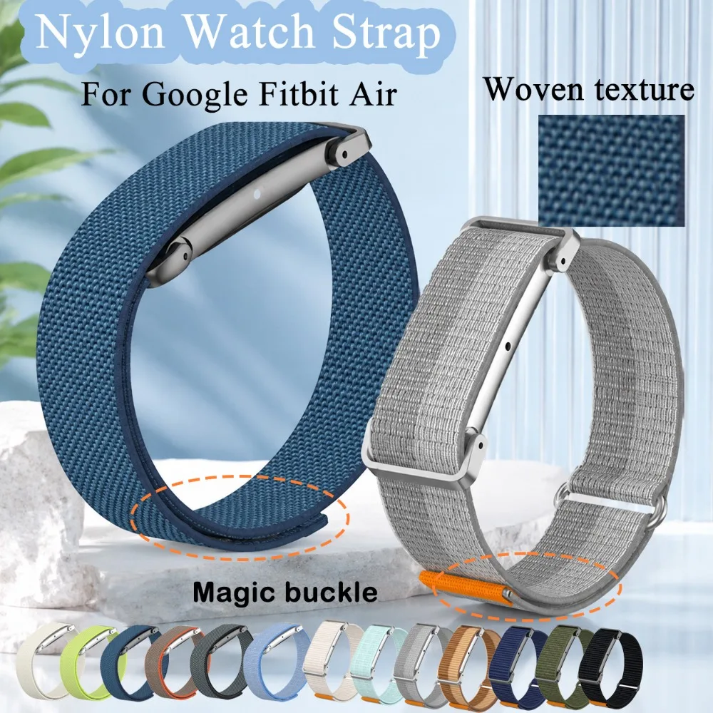 New Soft Nylon Metal Combination Watch Band for Google FitbitAir Unisex Adjustable Breathable Wrist Strap for Google Fitbit Air