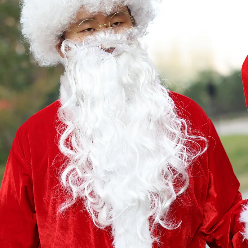 Costume de Père Noël de Noël imbibé de perruque et de gants, velours de luxe, nouveau style