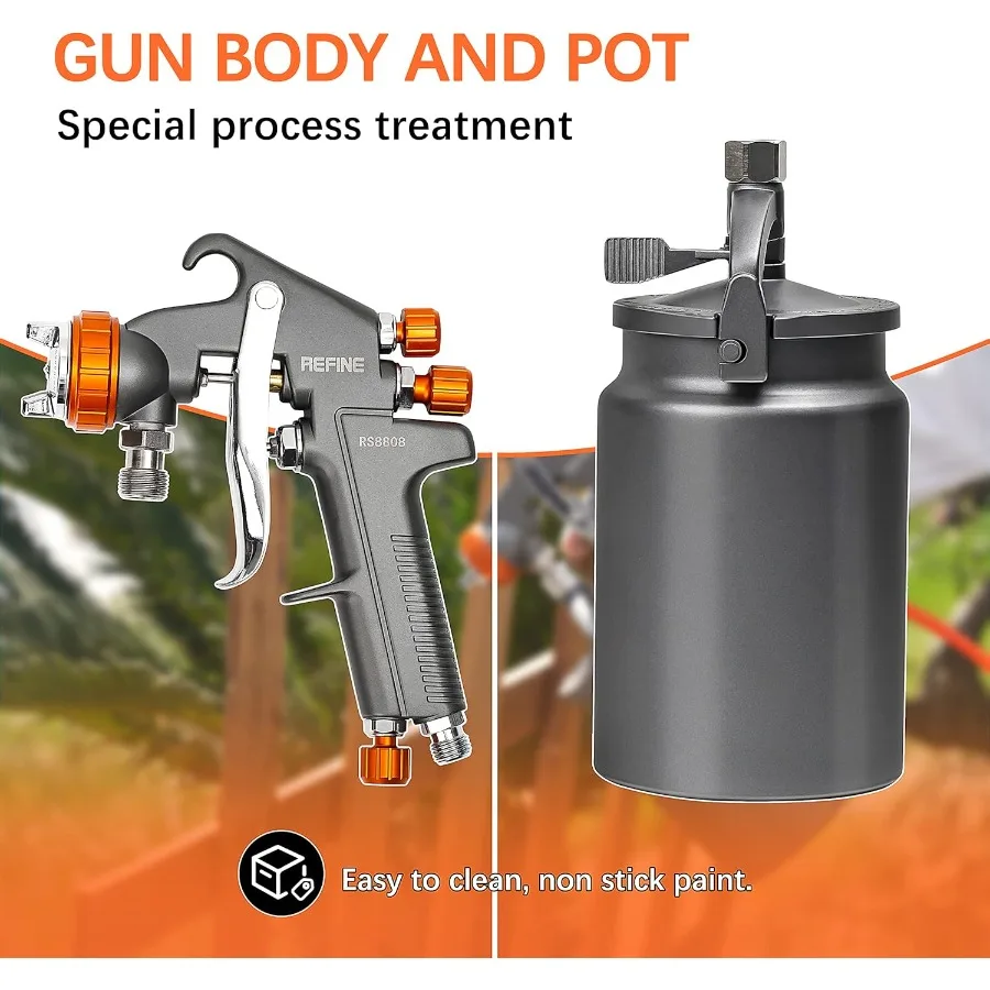 Spray Gun Siphon Air Spray Gun with 1.8mm Nozzle and 1000CC Aluminum Cup for Automotive Paint Furniture House Painting and DIY