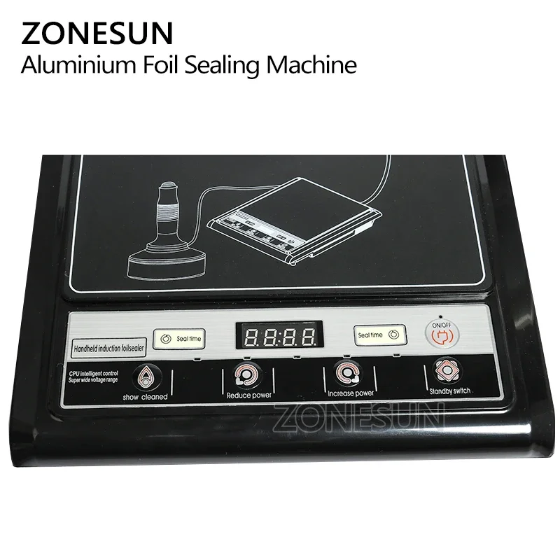 ZONESUN Mano Sigillatore di Induzione Elettromagnetica Macchina di Sigillamento Della Bottiglia di Vetro PET PP Microcomputer Foglio di Alluminio