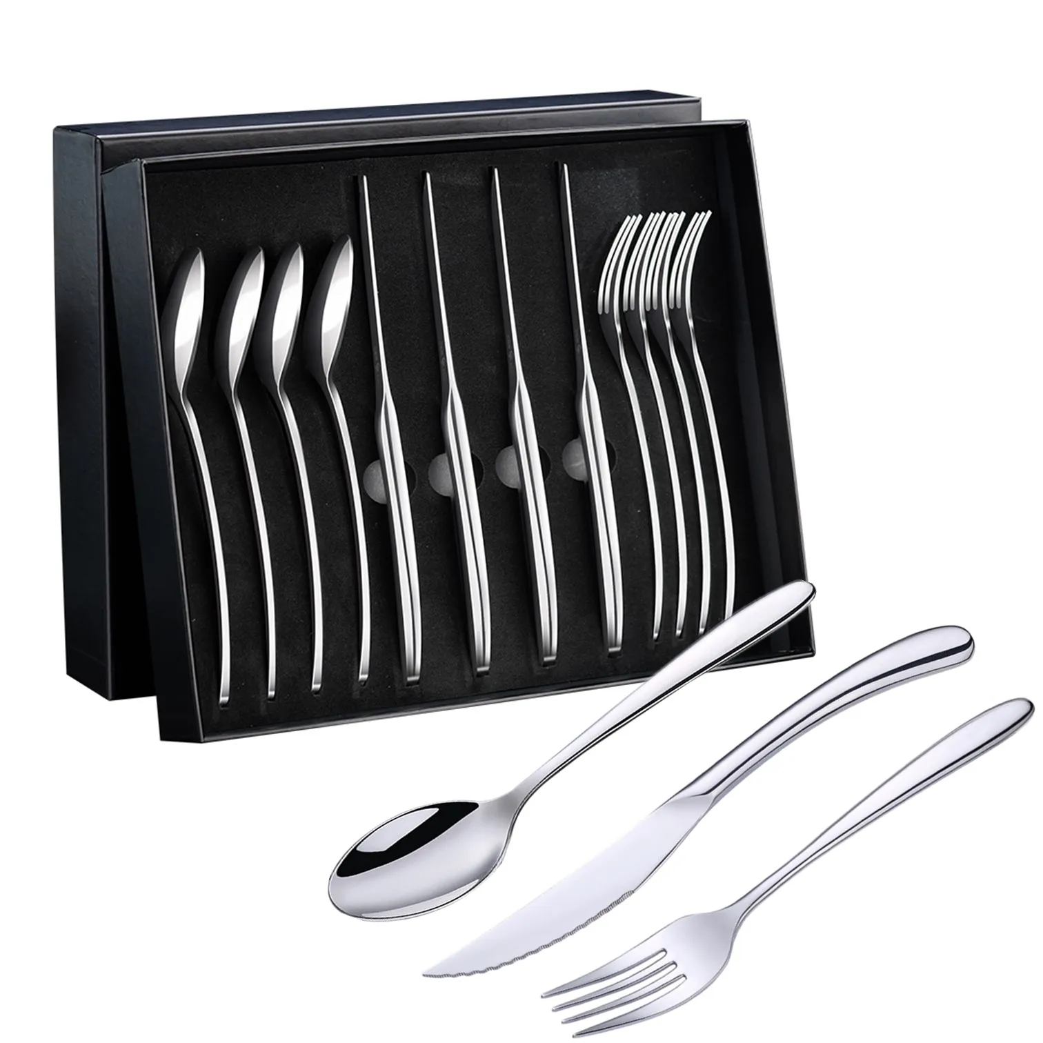 4 Sets of LFGB Certificate 316 Stainless Steel Cutlery Classical Banquet Flatware Steak Dinnerware Family Gift for Christmas