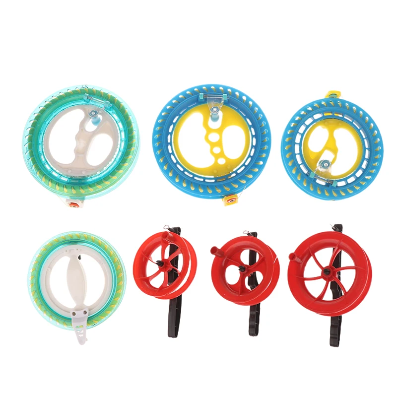 1 Piece Winder Fire Wheel String Flying Handle Tool Kite Reel Twisted String Line Outdoor Round Blue Grip For Flying Kites