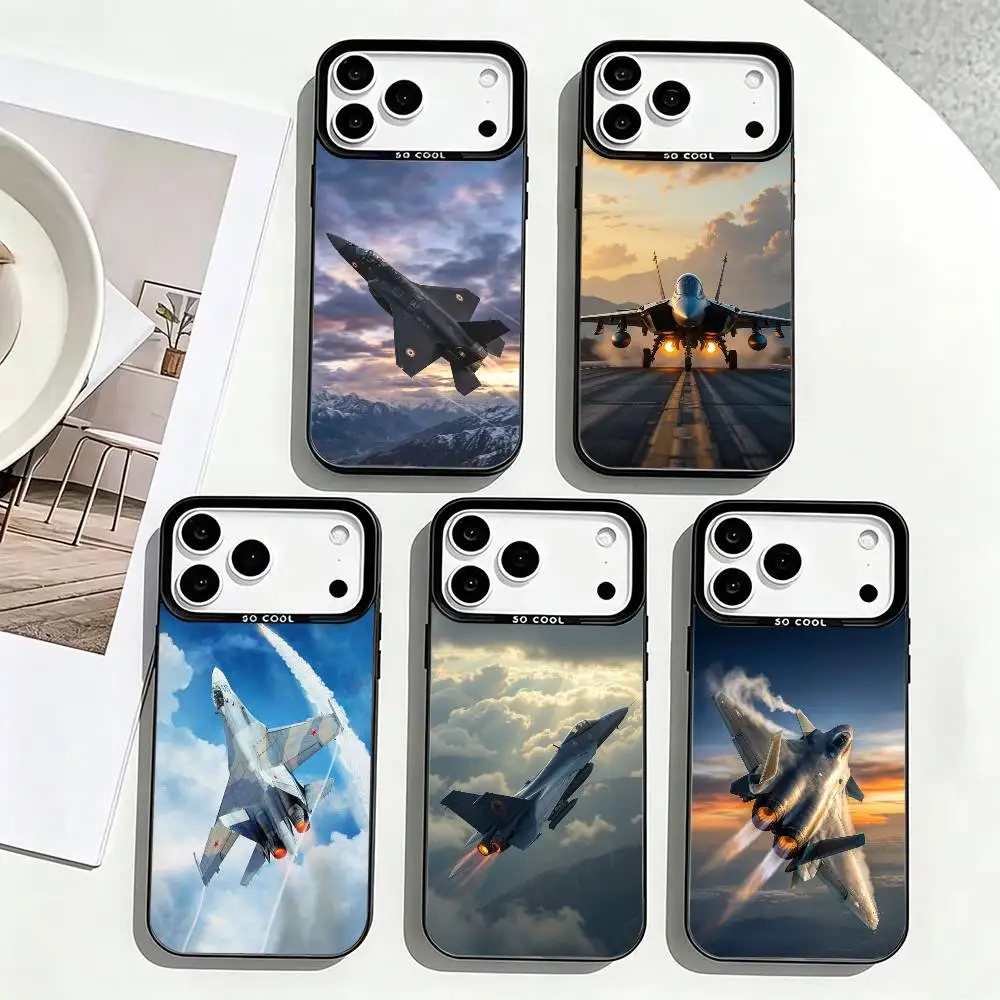 

A-Art Aviation Airplane Phone Case For iPhone 17,16,15,14,13,12,11 Plus,Pro Max,XS,Colorful Silver Phone case Funda Cover