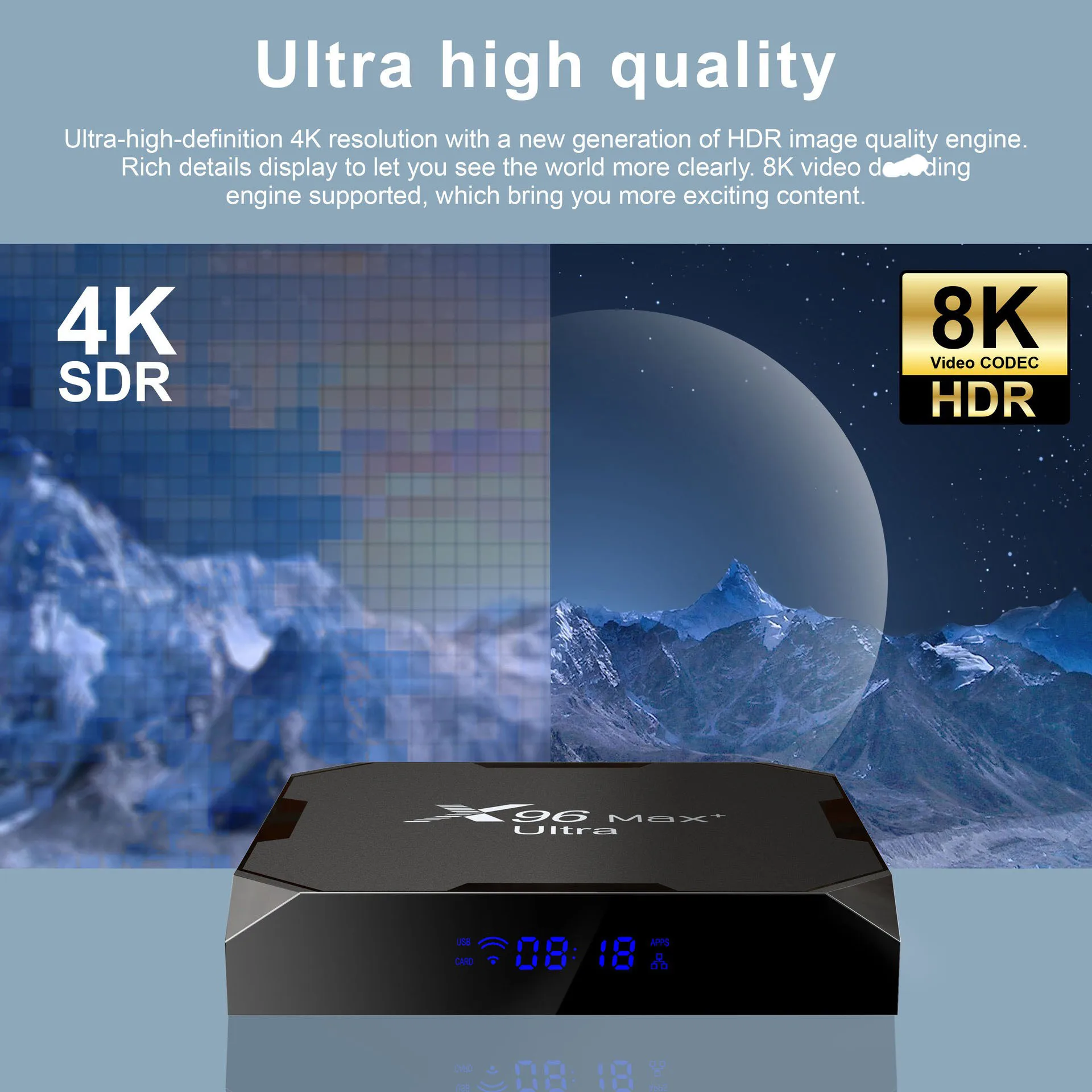 X96 Max+ Ultra Android 11 TV Box Amlogic S905X4 2/4GB RAM 16/32/64/128GB ROM Dual WiFi  BT4.0 Support 8K Media Player Box view 3
